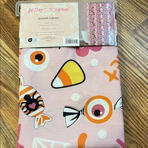 Betsey Johnson Halloween Fun Pink and Orange Shower Curtain